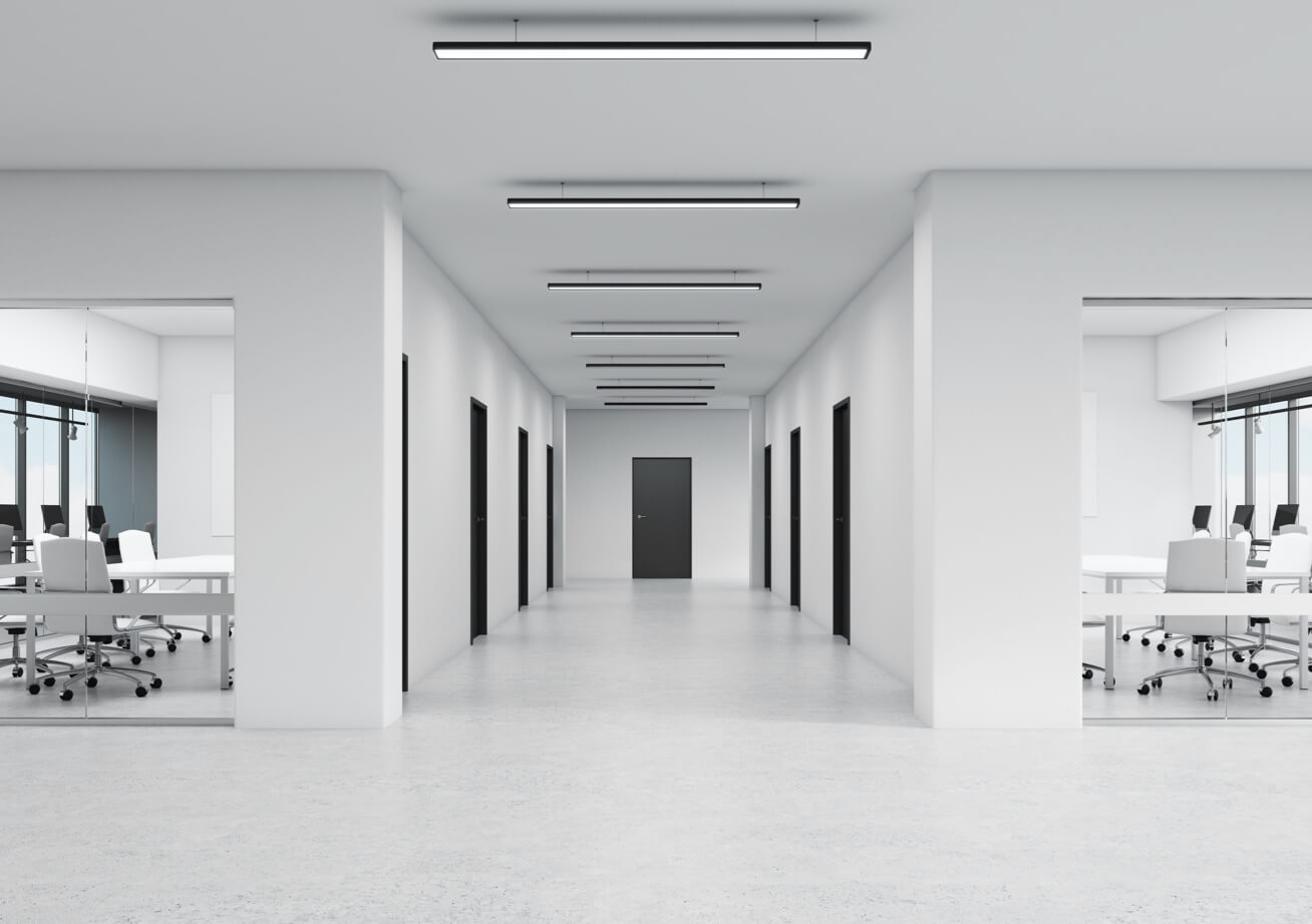 An all white empty interior office space