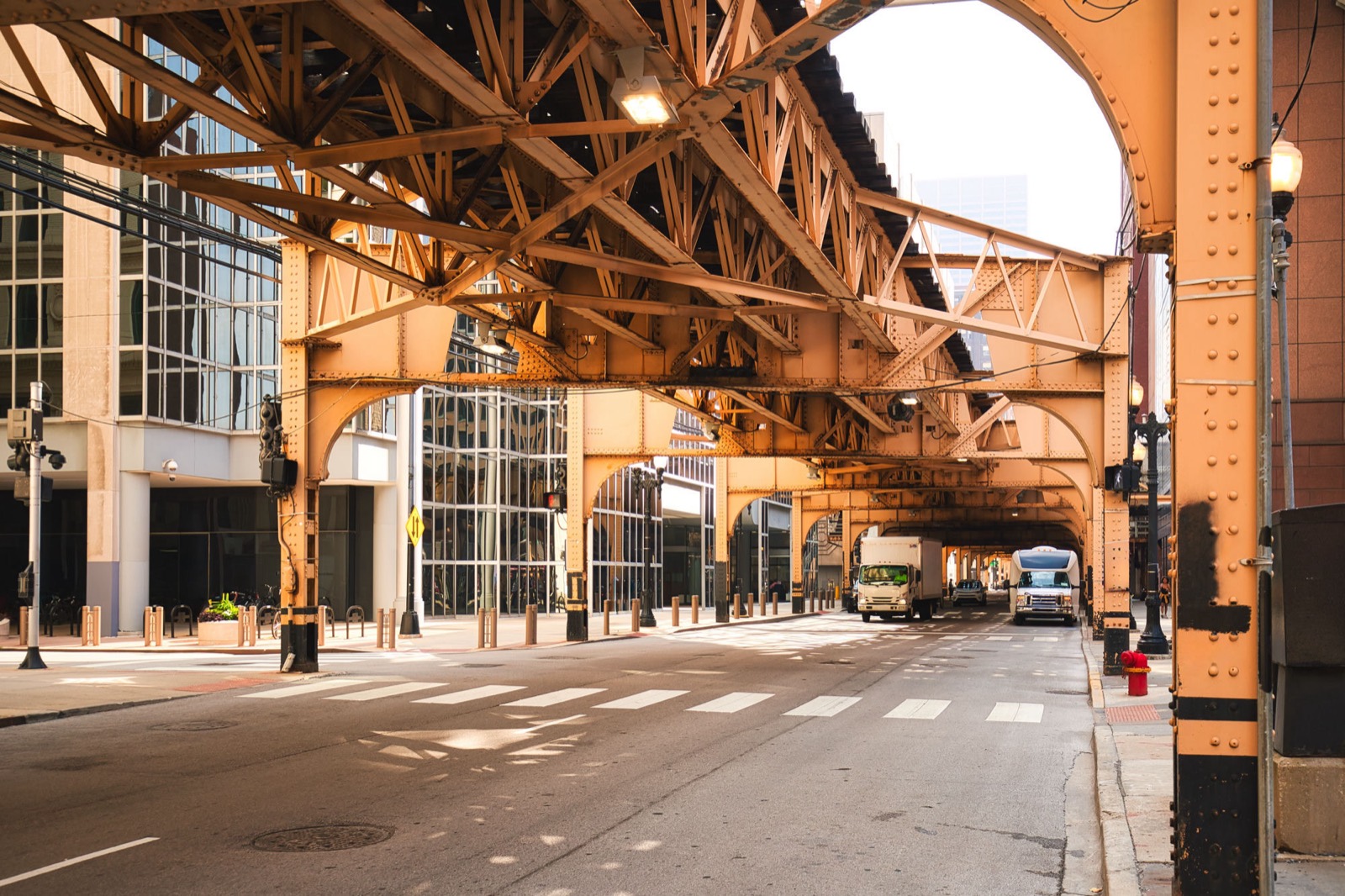 A Chicago Loop street beneath the elevated L tracks
