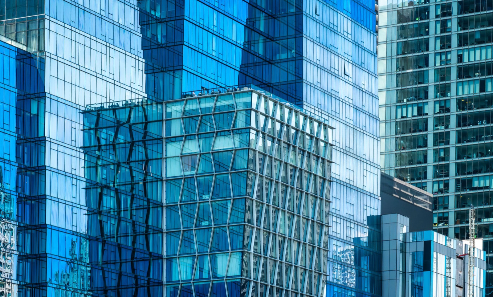 Glass office towers in downtown Chicago