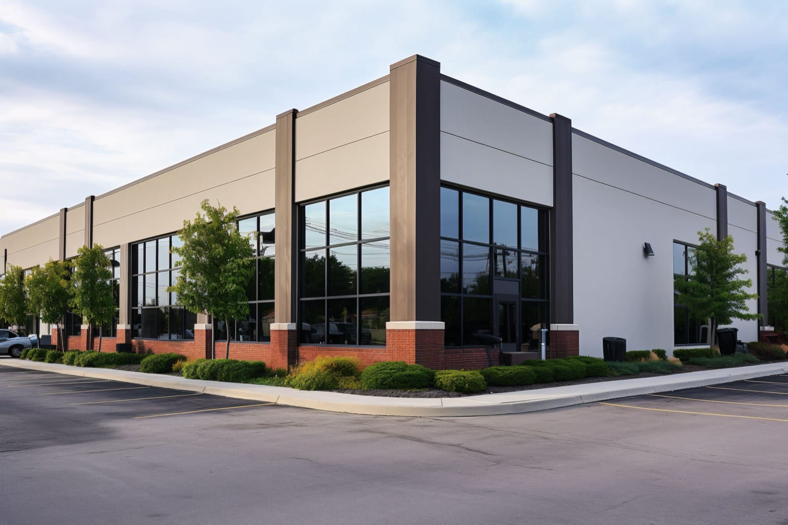 A suburban Chicago office and flex building with parking